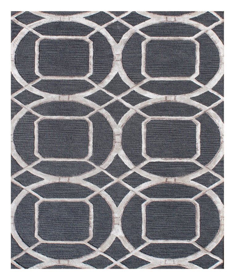 Homeroots 5' X 8' Charcoal And Ivory Abstract Geometric Hand Tufted Area Rug  Wool Blend 564708