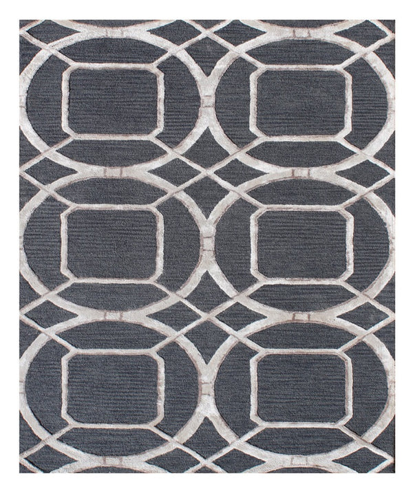 Homeroots 5' X 8' Charcoal And Ivory Abstract Geometric Hand Tufted Area Rug  Wool Blend 564708