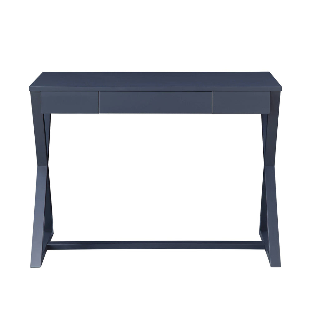 English Elm Rectangular Charcoal Console Table with Drawer — Traditional Warm Finish, Spacious Top, Stable X-Base Office Accent B016P329180