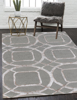 Homeroots 5' X 8' Gray And Light Gray Abstract Geometric Hand Tufted Area Rug  Wool Blend 564709