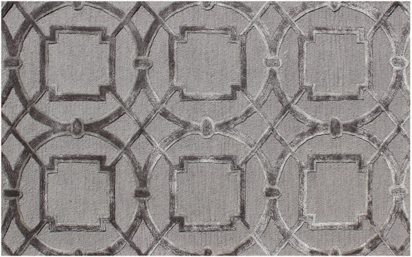 Homeroots 5' X 8' Gray And Dark Gray Abstract Geometric Hand Tufted Area Rug  Wool Blend 564710