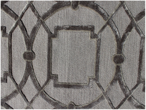 Homeroots 5' X 8' Gray And Dark Gray Abstract Geometric Hand Tufted Area Rug  Wool Blend 564710