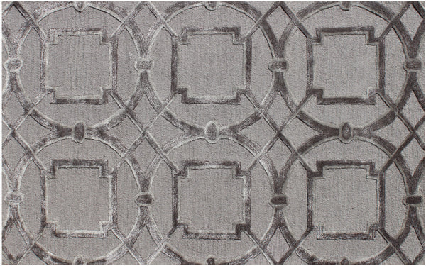 Homeroots 5' X 8' Gray And Dark Gray Abstract Geometric Hand Tufted Area Rug  Wool Blend 564710