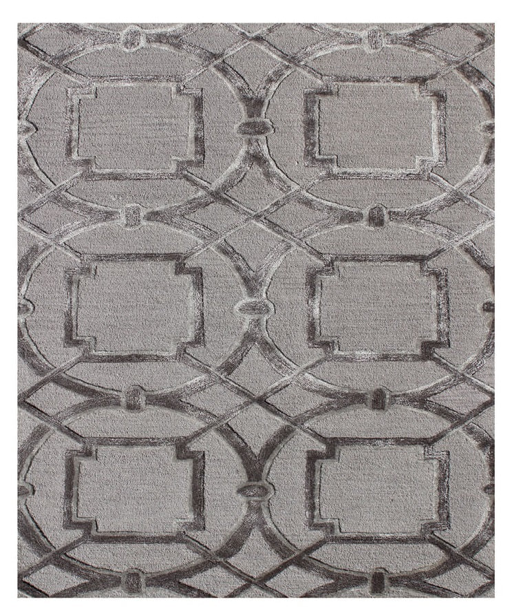 Homeroots 5' X 8' Gray And Dark Gray Abstract Geometric Hand Tufted Area Rug  Wool Blend 564710