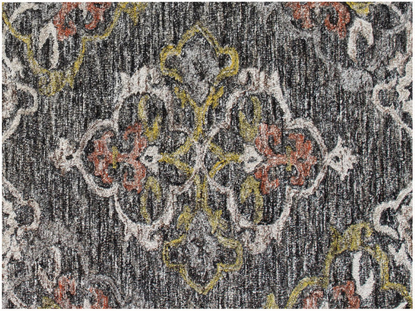 Homeroots 5' X 8' Charcoal Abstract Geometric Hand Tufted Non Skid Area Rug  Viscose,Polyester 564711