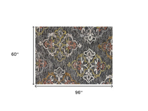 Homeroots 5' X 8' Charcoal Abstract Geometric Hand Tufted Non Skid Area Rug  Viscose,Polyester 564711