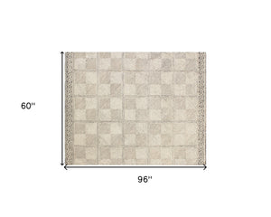 Homeroots 5' X 8' Moss Green Wool Abstract Geometric Hand Tufted Non Skid Area Rug  Wool 564713