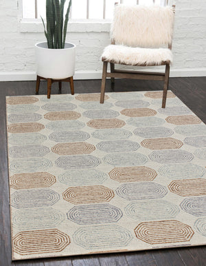 Homeroots 5' X 8' Ivory And Silver Wool Abstract Geometric Hand Tufted Non Skid Area Rug  Wool 564714