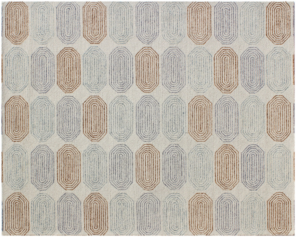 Homeroots 5' X 8' Ivory And Silver Wool Abstract Geometric Hand Tufted Non Skid Area Rug  Wool 564714