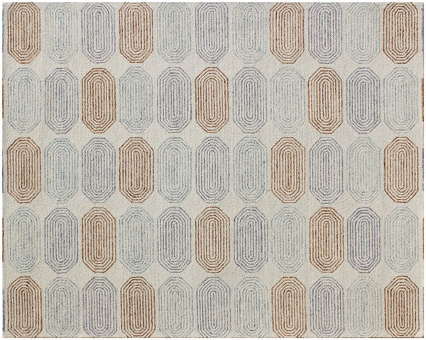 Homeroots 5' X 8' Ivory And Silver Wool Abstract Geometric Hand Tufted Non Skid Area Rug  Wool 564714