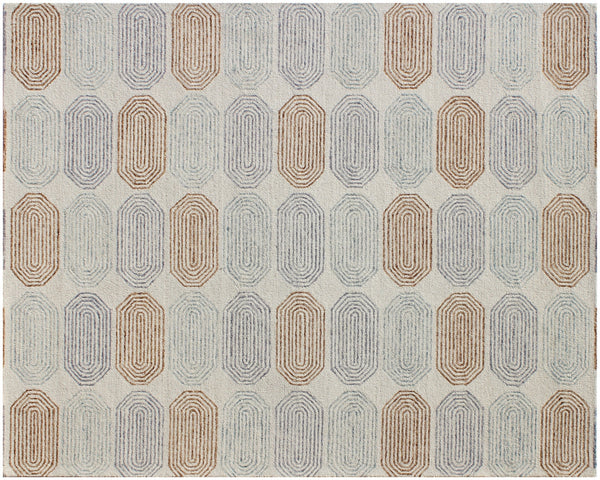 Homeroots 5' X 8' Ivory And Silver Wool Abstract Geometric Hand Tufted Non Skid Area Rug  Wool 564714