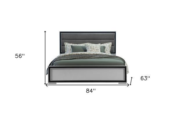Homeroots Gray Upholstered Full Bed Frame With Ribbed Texture - Stylish, Durable Design For Restful Sleep  Wood 564715