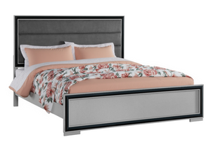 Homeroots Gray Upholstered Full Bed Frame With Ribbed Texture - Stylish, Durable Design For Restful Sleep  Wood 564715