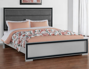 Homeroots Gray Upholstered Full Bed Frame With Ribbed Texture - Stylish, Durable Design For Restful Sleep  Wood 564715