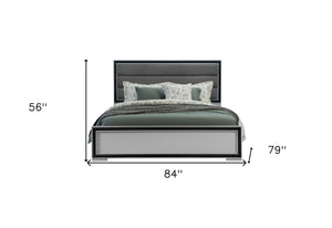 Homeroots Gray Upholstered King Bed Frame With Ribbed Texture Wood – Elegant Design For A Stylish Bedroom Retreat  Wood 564716
