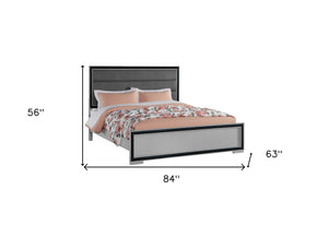 Homeroots Gray Ribbed Upholstered Queen Bed Frame - Stylish Wood Design For Ultimate Comfort & Durability  Wood 564717