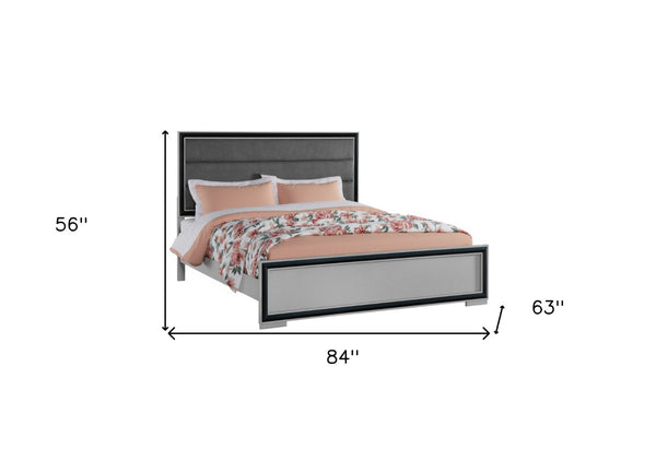 Homeroots Gray Ribbed Upholstered Queen Bed Frame - Stylish Wood Design For Ultimate Comfort & Durability  Wood 564717