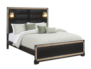 Homeroots Black Upholstered King Bed Frame With Faux Crystal Bling - Stylish, Durable, And Perfect For Relaxation  Wood 564718