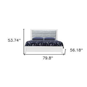 HomeRoots White Ribbed Texture Upholstered Full Bed Frame with LED Lighting - Modern Design for Stylish Bedrooms 564729