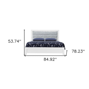 Homeroots White Upholstered King Bed Frame With Led Lighting - Stylish Ribbed Wood Design In Gray Finish  Wood 564730