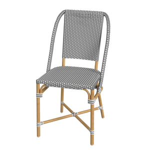 Butler Specialty Tobias Outdoor Rattan And Metal Dining Side Chair – Chic Coastal Style For Your Patio Oasis Gray And White Dot Aluminum,Polyurethane Synthetic (Pe) Rattan 5647329-butler