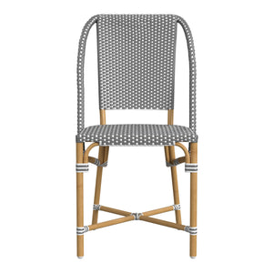Butler Specialty Tobias Outdoor Rattan And Metal Dining Side Chair – Chic Coastal Style For Your Patio Oasis Gray And White Dot Aluminum,Polyurethane Synthetic (Pe) Rattan 5647329-butler
