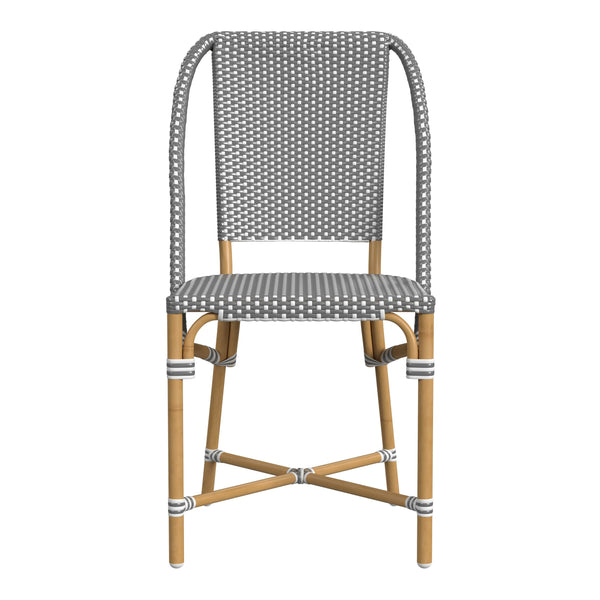 Butler Specialty Tobias Outdoor Rattan And Metal Dining Side Chair – Chic Coastal Style For Your Patio Oasis Gray And White Dot Aluminum,Polyurethane Synthetic (Pe) Rattan 5647329-butler