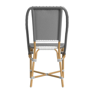 Butler Specialty Tobias Outdoor Rattan And Metal Dining Side Chair – Chic Coastal Style For Your Patio Oasis Gray And White Dot Aluminum,Polyurethane Synthetic (Pe) Rattan 5647329-butler