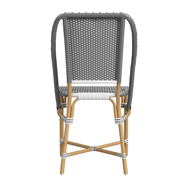 Butler Specialty Tobias Outdoor Rattan And Metal Dining Side Chair – Chic Coastal Style For Your Patio Oasis Gray And White Dot Aluminum,Polyurethane Synthetic (Pe) Rattan 5647329-butler