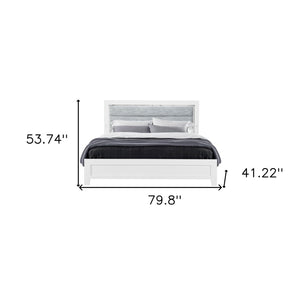 HomeRoots White Twin Bed Frame with Gray Upholstery & LED Lighting - Modern Design for Stylish Sleep Spaces 564732