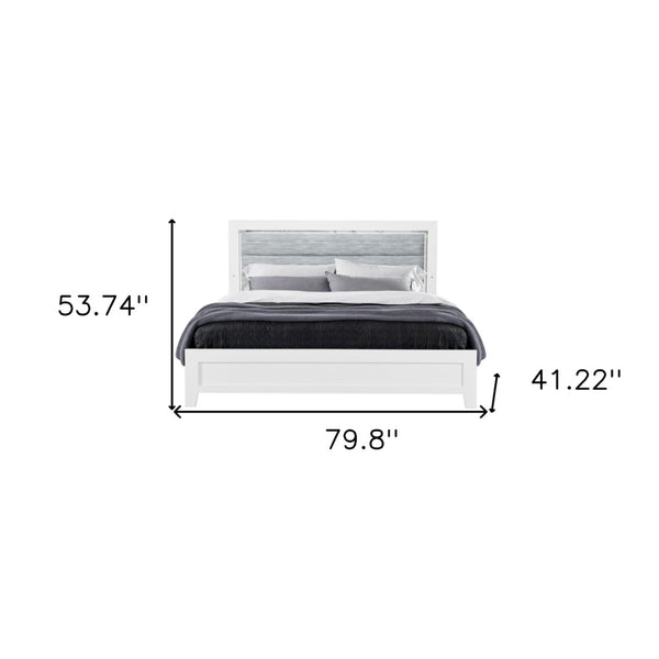 HomeRoots White Twin Bed Frame with Gray Upholstery & LED Lighting - Modern Design for Stylish Sleep Spaces 564732