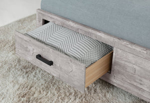 Homeroots Gray Luxurious Wood & Faux Leather Full Bed Frame With Two Storage Drawers For Stylish Bedrooms  Wood 564733