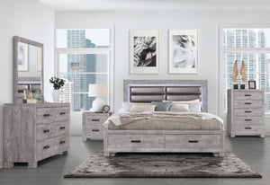 Homeroots Gray Luxurious Wood & Faux Leather Full Bed Frame With Two Storage Drawers For Stylish Bedrooms  Wood 564733