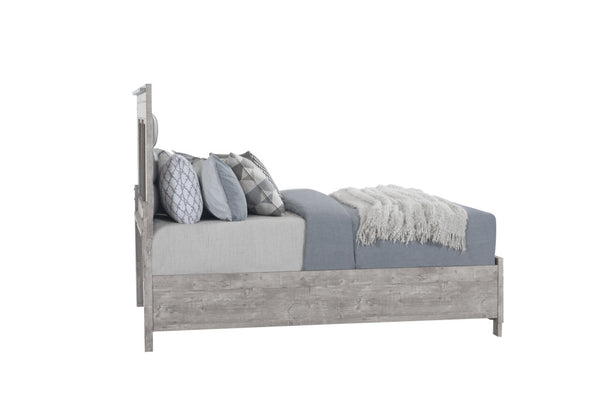 Homeroots Gray Luxe Faux Crystal Bling Queen Bed Frame With Two Drawers - Stylish, Durable, & Elegant Design   564734