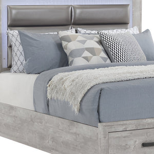 Homeroots Gray Luxe Faux Crystal Bling Queen Bed Frame With Two Drawers - Stylish, Durable, & Elegant Design   564734