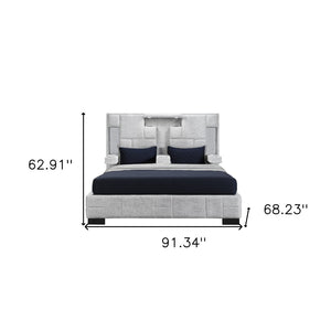 Homeroots Black Upholstered Queen Bed Frame With Light, Usb Charging, Bluetooth Speakers & Armrests  Wood 564737