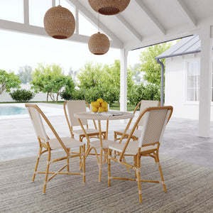 Butler Specialty Tobias Outdoor Rattan And Metal Dining Side Chair – Chic Coastal Style For Your Patio Oasis Beige And White Aluminum,Polyurethane Synthetic (Pe) Rattan 5647433-butler