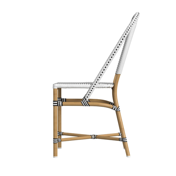 Butler Specialty Tobias Outdoor Rattan And Metal Dining Side Chair – Chic Coastal Style For Your Patio Oasis Black And White Aluminum,Polyurethane Synthetic (Pe) Rattan 5647434-butler