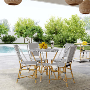 Butler Specialty Tobias Outdoor Rattan And Metal Dining Side Chair – Chic Coastal Style For Your Patio Oasis Black And White Aluminum,Polyurethane Synthetic (Pe) Rattan 5647434-butler