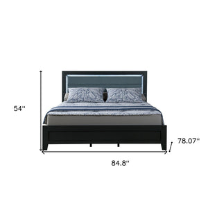 Homeroots Black Velvet Lighted King Bed Frame With Gray Wood - Luxurious Comfort & Modern Style Oasis For Your Home  Wood 564743