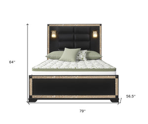 Homeroots Black Faux Crystal Bling Upholstered Full Bed Frame – Luxurious Design For Comfort & Style!  Wood 564758