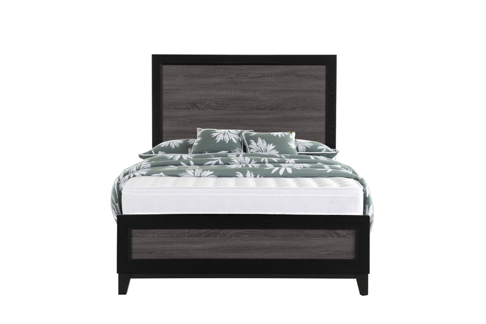Homeroots Black Full Bed Frame With Gray Inlaid Panels - Rustic Farmhouse Style For A Cozy Bedroom Retreat   564762