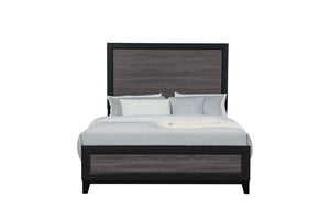 HomeRoots Gray King Bed Frame - Modern Two-Tone Black and Gray Wood Design for Elegant Bedroom Retreats 564763