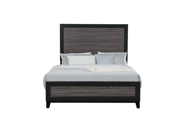 HomeRoots Gray King Bed Frame - Modern Two-Tone Black and Gray Wood Design for Elegant Bedroom Retreats 564763