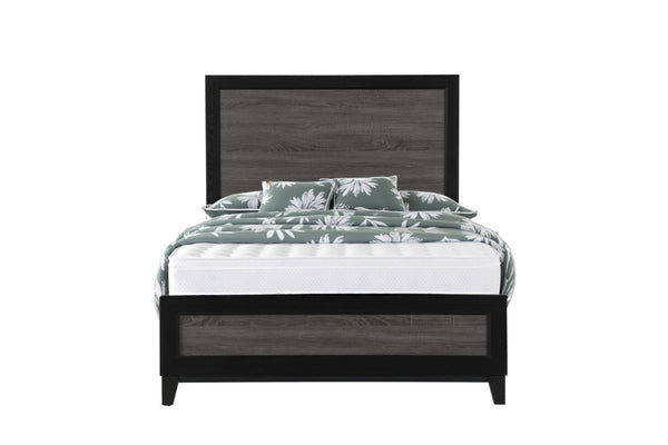 HomeRoots Gray King Bed Frame - Modern Two-Tone Black and Gray Wood Design for Elegant Bedroom Retreats 564763