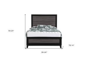 HomeRoots Gray King Bed Frame - Modern Two-Tone Black and Gray Wood Design for Elegant Bedroom Retreats 564763