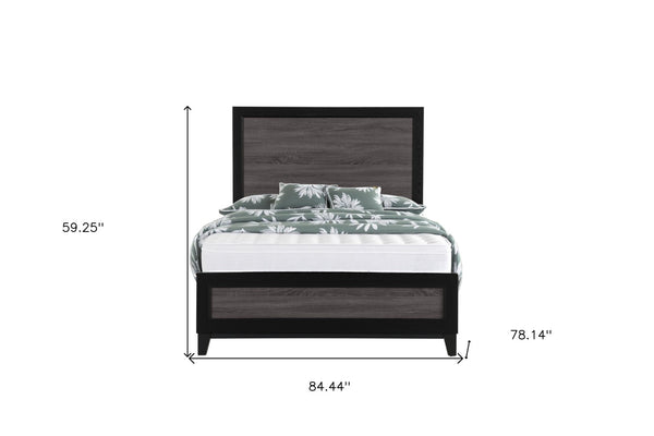 HomeRoots Gray King Bed Frame - Modern Two-Tone Black and Gray Wood Design for Elegant Bedroom Retreats 564763