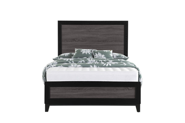 HomeRoots Gray King Bed Frame - Modern Two-Tone Black and Gray Wood Design for Elegant Bedroom Retreats 564763