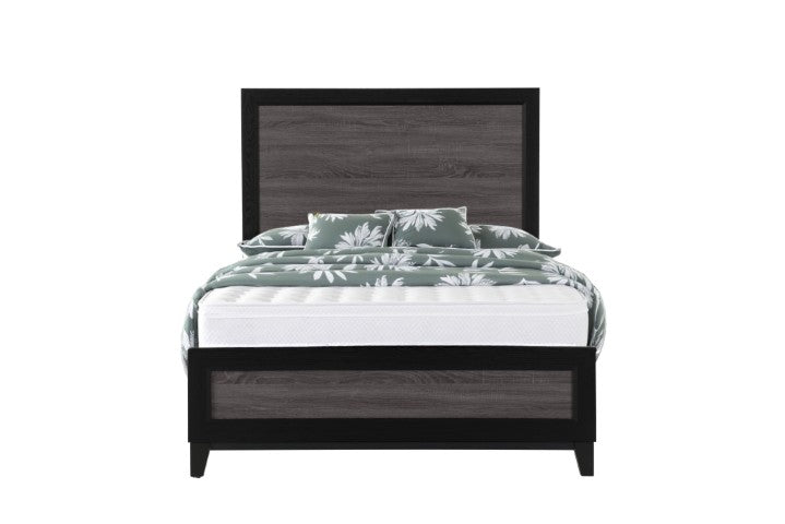 Homeroots Black Inlaid Panels Queen Bed Frame - Rustic Charm For A Cozy Bedroom Retreat & Restful Sleep  Wood 564764