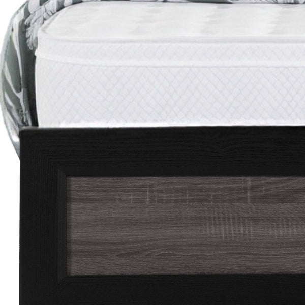 Homeroots Black Inlaid Panels Queen Bed Frame - Rustic Charm For A Cozy Bedroom Retreat & Restful Sleep  Wood 564764